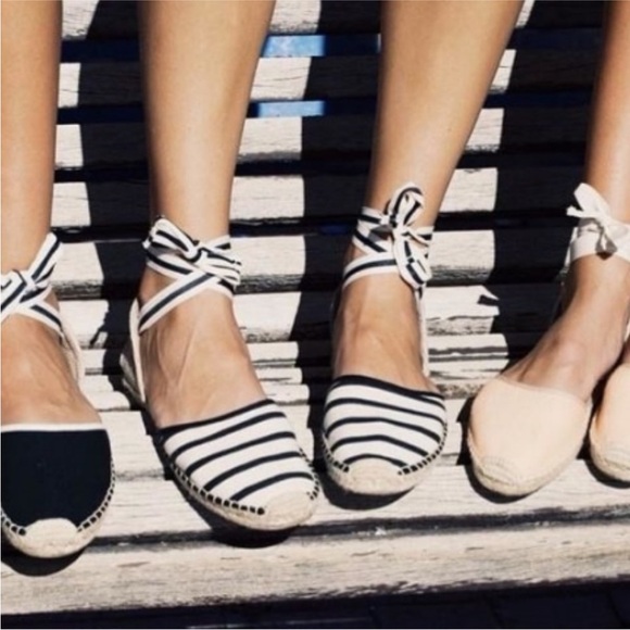 Black and white striped tie espadrilles - Picture 3 of 9